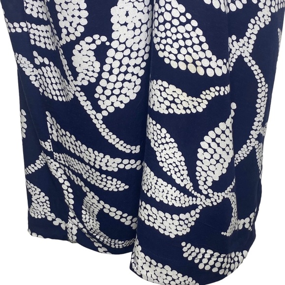 Mo Woman Abstract Print Casual Dress M Navy Blue White V-Neck Short Sleeves - Picture 7 of 14